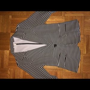Black and White Striped Blazer